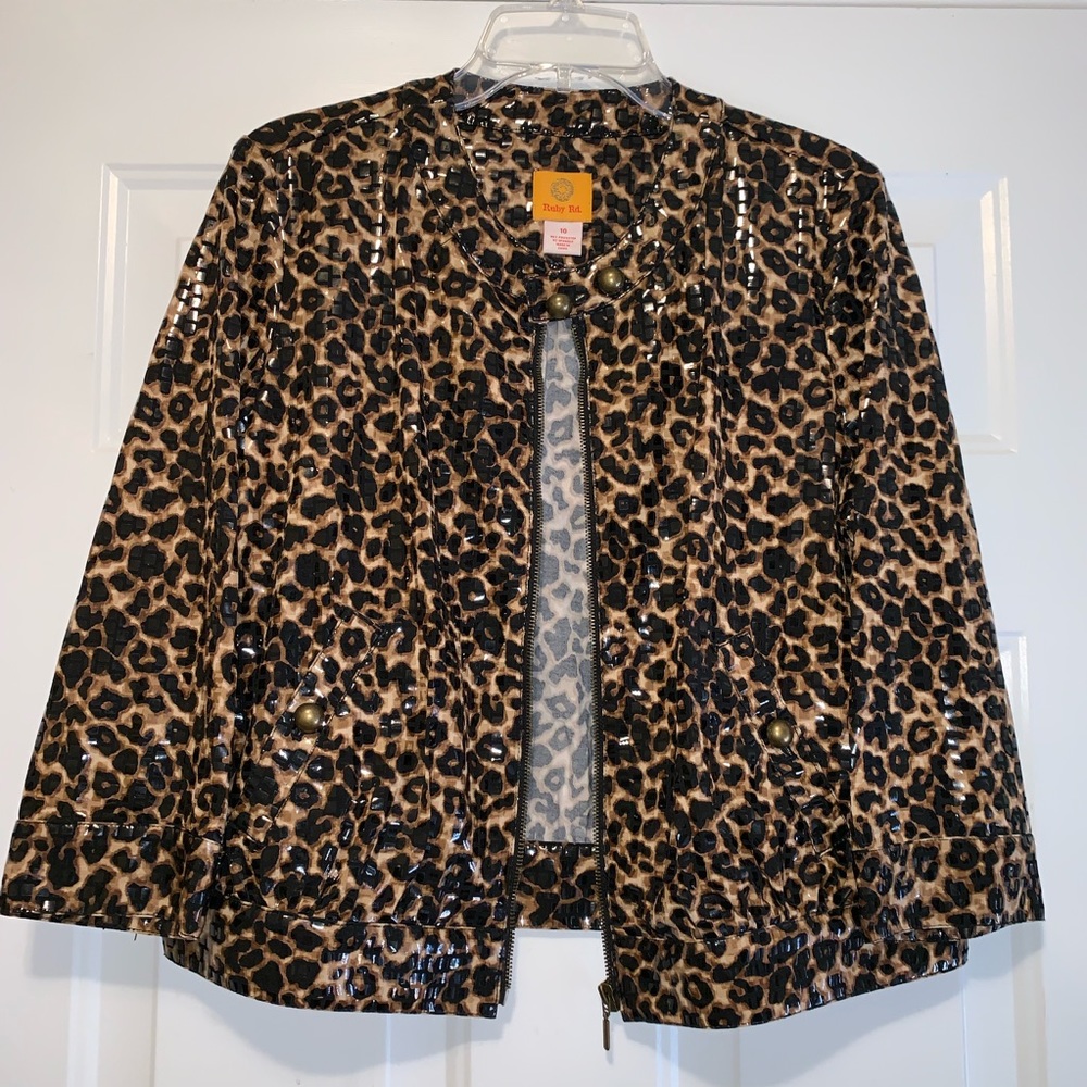 Ruby Rd Leopard Print Zippered Jacket - image 2